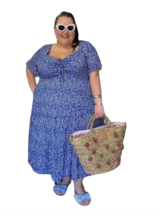 BloomChic Dresses & Skirts - #D02 Blue Floral Maxi Dress with Short Sleeves